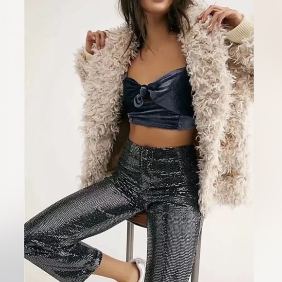 Free People Nicole faux fur Teddy Toggle Pile Sherpa jacket Coat M $268